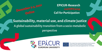 EPICUR Research veranstaltet am 2./3. Dezember 2021 das zweite EPICamp zu Sustainability, material use and climate justice –  Die Bewerbungsfrist endet am 15. November 2021