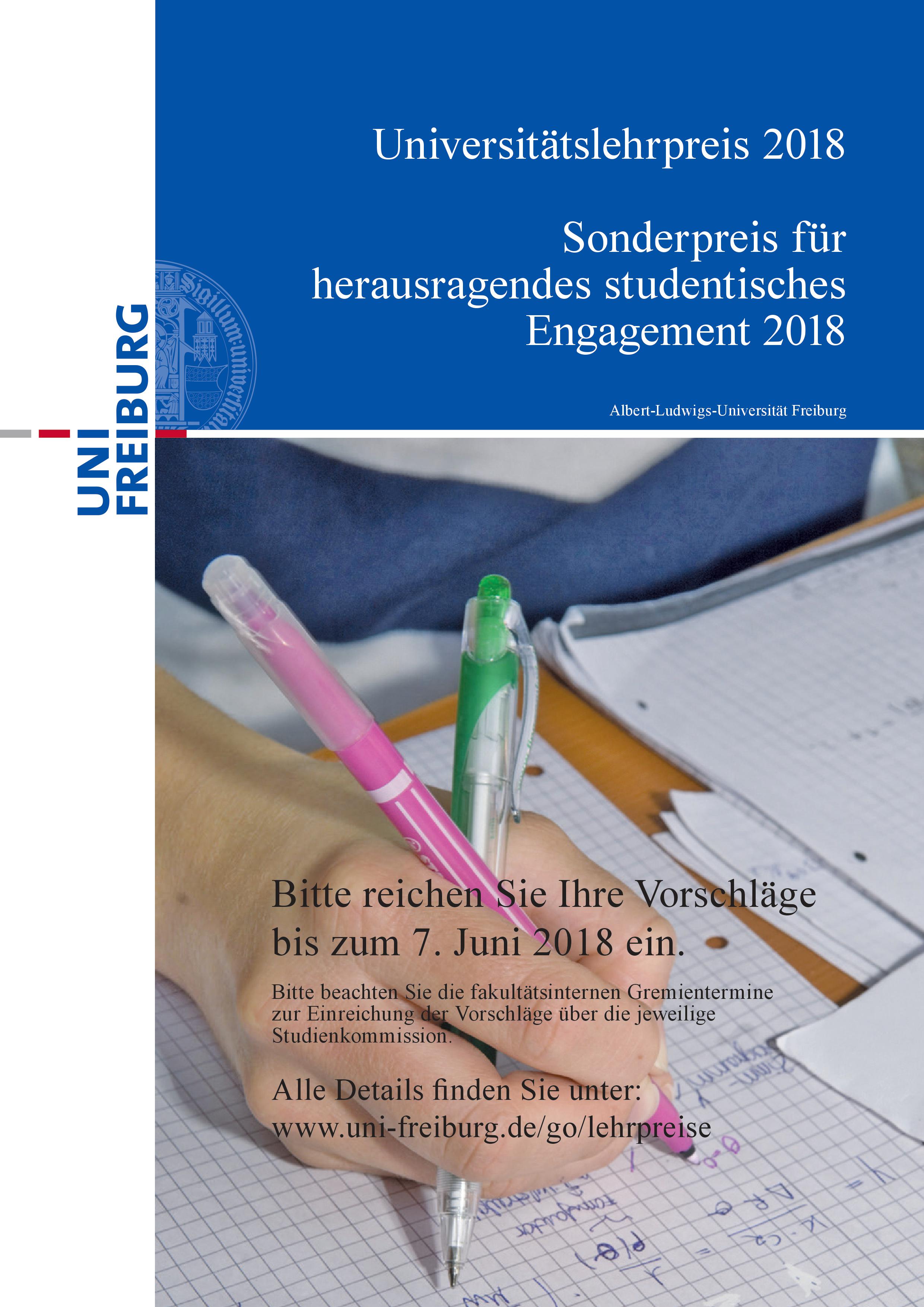 Jetzt Vorschläge für den Universitätslehrpreis und den Sonderpreis für herausragendes studentisches Engagement machen!